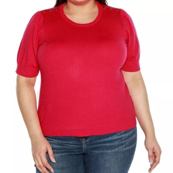 Belldini Plus Size Azalea Puff Sleeve Sweater with Rivet Detail – Size 2X – NWT - Picture 1 of 4